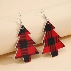 Buffalo Plaid Christmas Tree Earrings 3 pack
